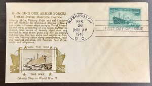 939 Crosby Liberty Ship photo cachet  Merchant Marines in WWII FDC 1946