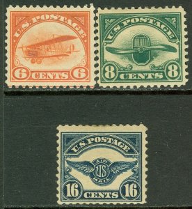 EDW1949SELL : USA 1918-23 Scott #C1, 4, 5 Mint Original Gum Hinged.