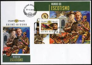 GUINEA BISSAU 2016 WORLD OF SCOUTING BADEN-POWELL& BURNHAM  SOUVENIR SHEET   FDC