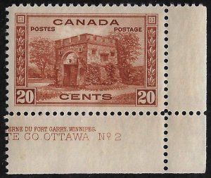 Canada. Sc 242.  MNH Single with partial Inscription.  (gcan242)