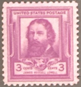 Scott #866 1940 3¢ Famous Americans James Russell Lowell MNH OG VF/XF