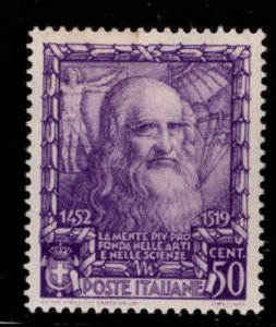 Italy Scott 404 MH* Leonardo Da Vinci stamp slightly thinned.