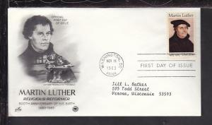 US Martin Luther 1983 PCS Typed FDC BIN