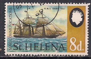 St Helena 1969 QE2 8d Ships SG 242 used ( F617 )