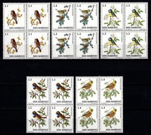 San Marino 1972 Birds, Part Set blocks to 5l [Mint]