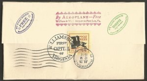 1932 US COVER,WASHINGTON 3C STAMP.NATIONAL POST OFFICE DAY.THE VIRGINIA GAZETTE