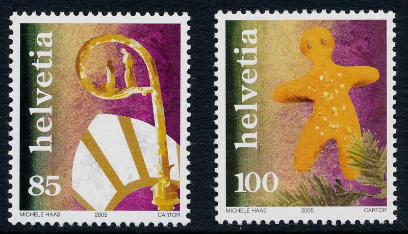 Switzerland 1226-7 MNH Christmas, Crozier & Mitter, Gingerbread Man