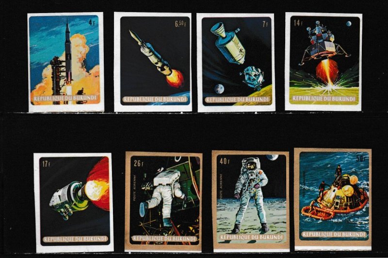 Burundi # 297-301, C104-106, Moon Landing IMPERF, Mint NH, 1/2 Cat,