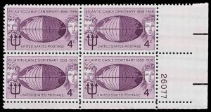 PCBstamps   US #1112 PB 16c(4x4c)Atlantic Cable Centenary, MNH, (PB-4)