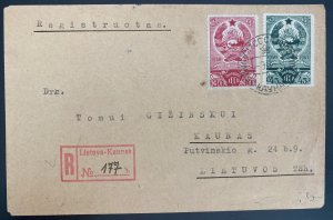 1942 Kaunas Lithuania Soviet Socialist Republic  cover Locally Used Mixed Franki