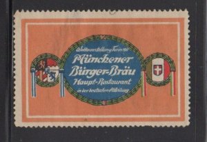 Germany Advertising Stamp - München Citizens Brewery Main Restaurant