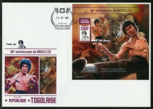 TOGO 2020  80th  ANNIVERSARY OF BRUCE LEE SOUVENIR SHEET FIRST DAY COVER