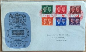 GB FDC 1940 STAMP CENTENARY WITH SPECIAL RED X LONDON HANDSTAMP. CAT £60