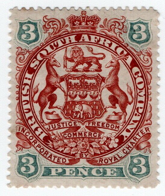 (I.B) Rhodesia/BSAC Postal : Arms 3d (1897)