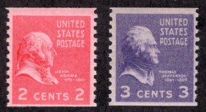 United States Scott #841, 842 Coil Pair MINT NH OG Beautiful  example!