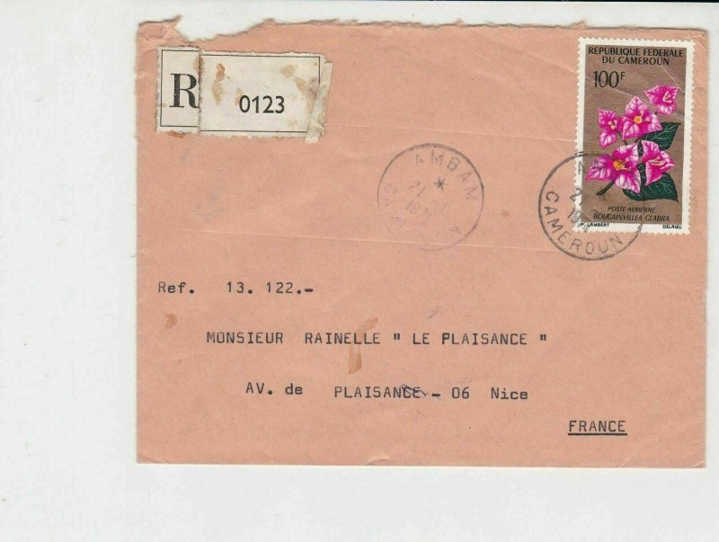 cameroun 1971 flowers airmail stamps cover ref 20452