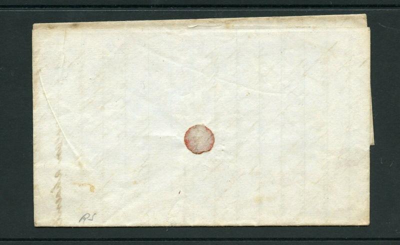 UNITED STATES 1847 RED RICHMOND VA   STAMPLESS  COVER WITH RED 5 IN CIRCLE