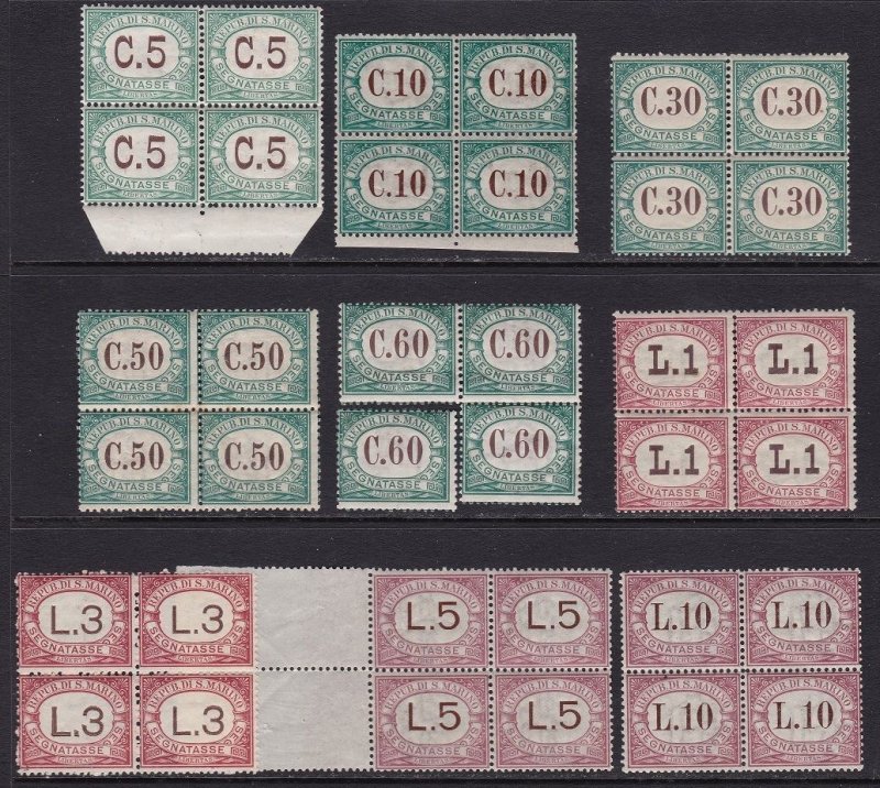 1897-1919 SAN MARINO, Taxes No. 1/9 MNH/** QUARTZ SERIES
