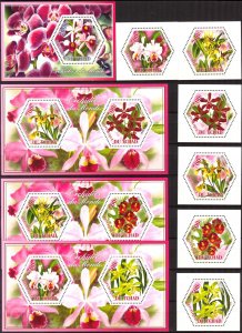 Chad 2014 Flowers Orchids set of 6 + 4 S/S MNH Cinderella !
