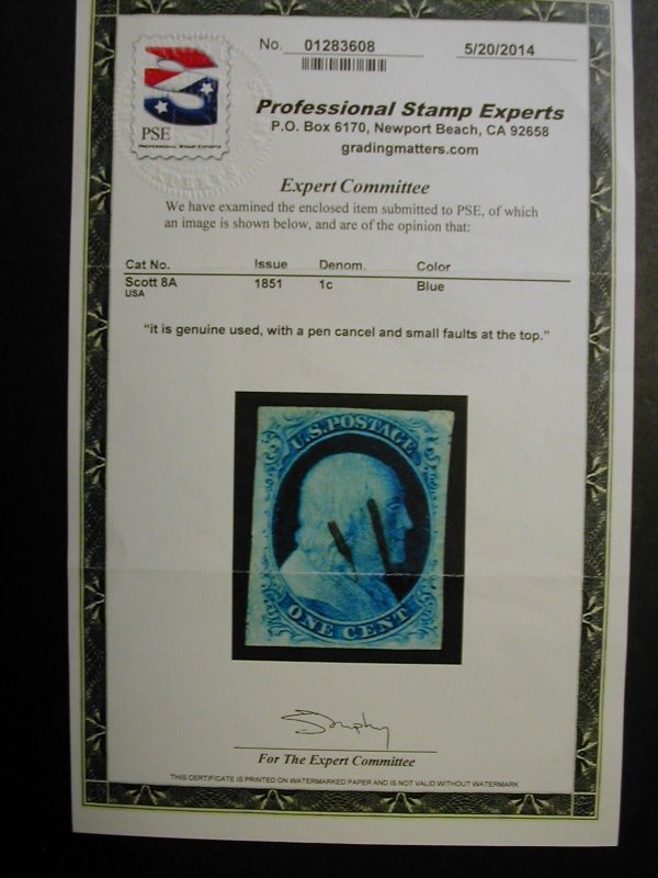 United States #8A with cert