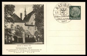 Germany 1937 RATIBOR Stamp Show Private Postal Card Cover Advertising Eve G99252