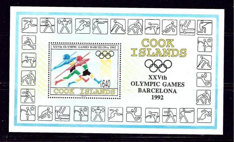 Cook Is 1110 MNH 1992 Olympics souvenir sheet