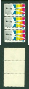 Great Britan. Poster Stamp. Row Mnh. Lions Club Internat. Worc.Conserve Sight