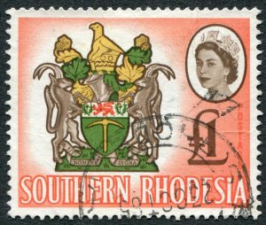 Southern Rhodesia 1964 £1 Coat of Arms SG105 used