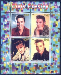 Congo 2007 Music Rock Singer Elvis Presley (II) Sheet MNH