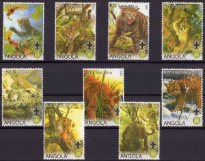 Angola 2000  WILD CATS/ROTARY/SCOUTS Set (9) Perforated MNH