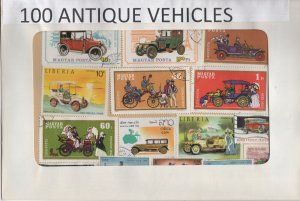 A Nice Selection Of 100 All Different Topicals. Antique Vehicles   #02 TOP02