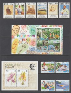 Fiji Sc 713-718,719,740,741-744 MNH. 1994-95 issues, 4 complete sets, fresh