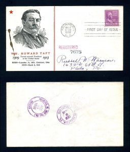 # 831 Registered First Day Cover with LinPrint cachet - 12-8-1938