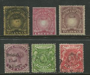 British East Africa  - Scott Various - 1890-6 - Mint & Used - Six Stamps