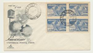 BRAZIL 1949 UPU ISSUE (4) ON 1st DAY COVER (SEE BELOW)