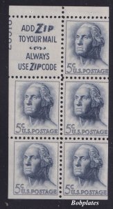 BOBPLATES #1213c Washington Booklet Slogan 3 Upper Left 28518 40% MNH DCV=$60