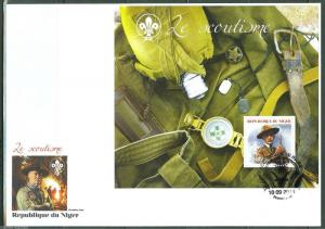 NIGER 2014 BOY SCOUTS BADEN POWELL  SOUVENIR SHEET FIRST DAY COVER