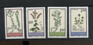 LIECHTENSTEIN SCOTT #1009/1012 FLOWERS SET MINT NH