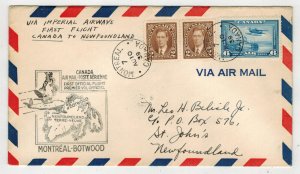 1939 CANADAFIRST FLIGHT MONTREAL TO BOTWOOD NEWFOUNDLAND IMPERIAL AIRWAYS