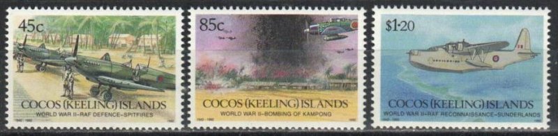 Cocos Islands Stamp 264-266  - WWII aircraft