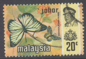 Malaya Johore Scott 182 - SG181, 1971 Butterflies 20c used