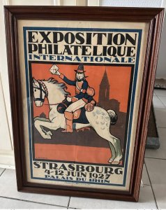 Strasbourg 1927 L. Ph. Philatelic Exhibition Poster Kamm Horse Cathedral-