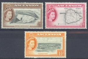 Ascension Sc# 62-64 MH 1956 QEII Definitives