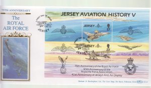 Jersey 1993 RAF Miniature Sheet on Benham Silk FDC