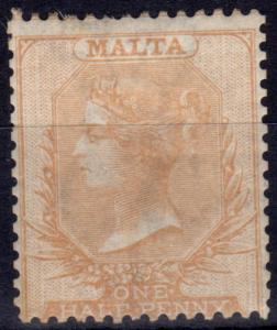 Malta 1877 1/2d Pale Buff SG11 Fine Lightly Mtd Mint 