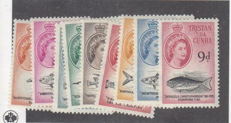 TRISTAN DA CUNHA # 28-32,35-41  VF-MH  VARd  1960 QEII FISH DESIGNS  CV $89