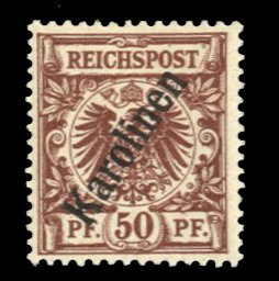 German Colonies, Caroline Islands #6 Cat$45, 1900 50pf red brown, hinged