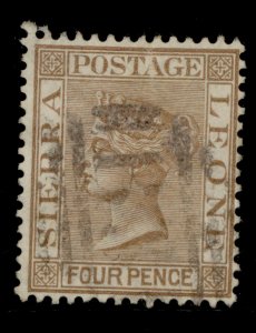 SIERRA LEONE QV SG33, 4d brown, FINE USED.