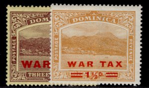 DOMINICA GV SG58 + 59, 1918-19 WAR TAX VARIETIES, M MINT. 