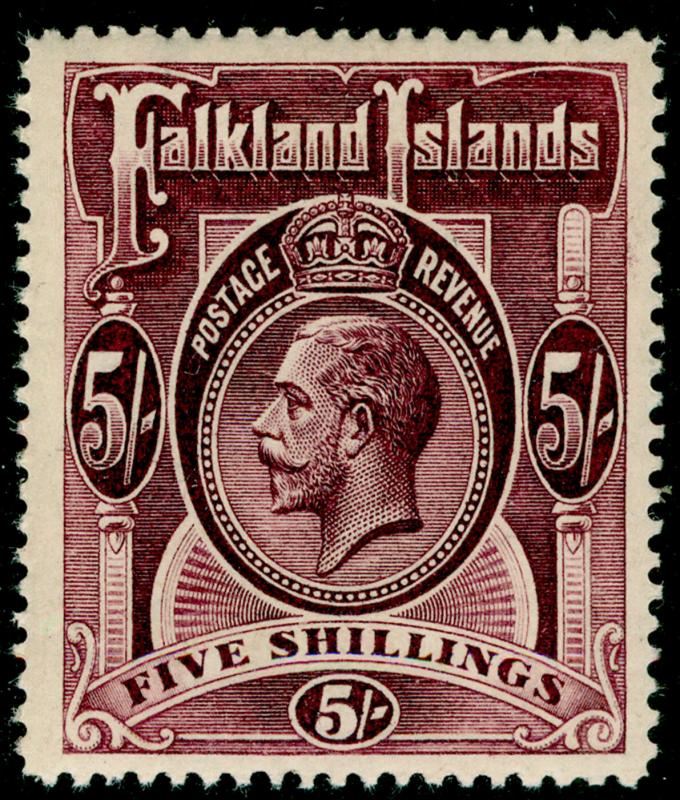 FALKLAND ISLANDS SG67b, 5s maroon, NH MINT. Cat £130.